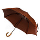 Rust-brown telescopic umbrella "Prince de Galles" with bamboo handle