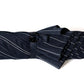 Dark blue striped umbrella "Traveler" with bamboo handle