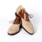 Sand-colored "Saddle" Oxford – suede with brown saddle made of calfskin "Russian Calf"
