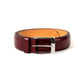 Belt made of burgundy-colored calfskin - hand-colored