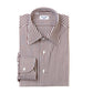 Brown striped shirt in made of pure cotton 170's by Alumo - Collo Max