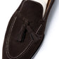 Loafer "Split Toe Tassel" made of dark brown suede leather - purely handcrafted