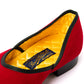 Red "Velvet Grecian Low Cut" slip-on shoe in velvet suede - handmade