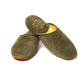 Olive green velvet velour slipper - Handmade