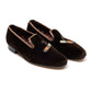 Brown Velvet Slipper "Cigar" with Leather Sole