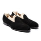 Loafer "Plain Slip" made from Black Suede Leather - handmade