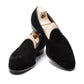 Loafer "Plain Slip" made from Black Suede Leather - handmade