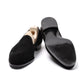 Loafer "Plain Slip" made from Black Suede Leather - handmade