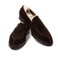 Loafer &quot;Norvegian Split Toe&quot; made of dark brown suede leather - entirely handmade