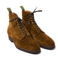 Boot "Full-Derby" made of tobacco brown suede leather - pure handwork