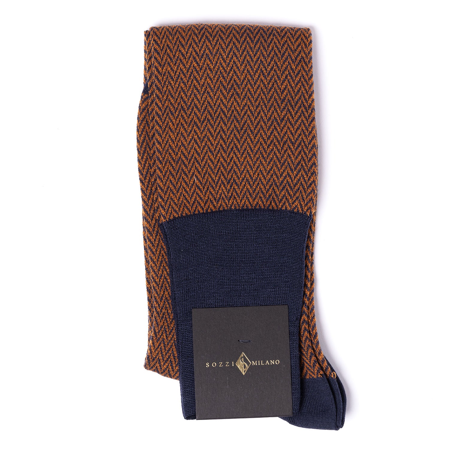 Patterned knee sock Herringbone Pattern from merino wool