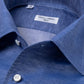 Denim blue shirt with lapel collar made of cotton and linen - Collo Positano