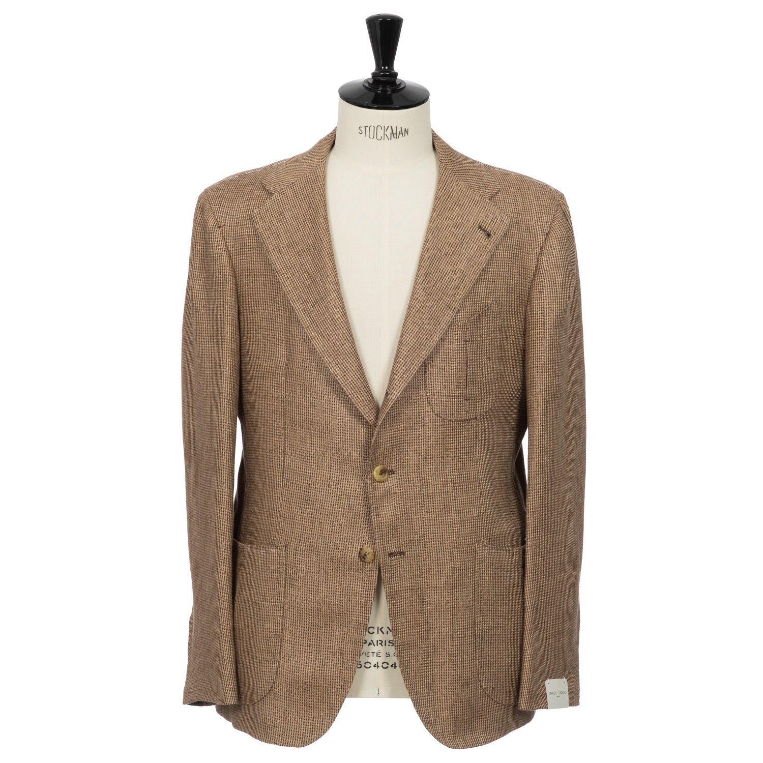 ORAZIO LUCIANO テーラードジャケット　ブラウン　44 Orazio Luciano Jacket in Gun Club Check with Topaz & Emerald (Fox