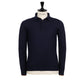 Dark Blue Polo Sweater "Polo Rib" made from pure Duvet Cashmere - handmade