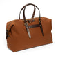 Travel Bag "Happy Weekend" made of Cotton Canvas and Saddle Leather - handmade