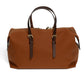Travel Bag "Happy Weekend" made of Cotton Canvas and Saddle Leather - handmade