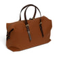 Travel Bag "Happy Weekend" made of Cotton Canvas and Saddle Leather - handmade