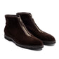 Boot "Shearling Mountain-Zip" made of Dark Brown Suede—entirely handcrafted