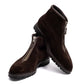 Boot "Shearling Mountain-Zip" made of Dark Brown Suede—entirely handcrafted