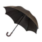 Olive-colored sporty umbrella with hand-sewn leather handle