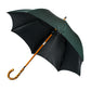 Dark green striped umbrella "Traveler" with bamboo handle