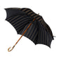 Striped Umbrella "Lord" with Wooden Frame and Hickory Wood Handle