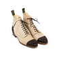 Boot "Canvas Spectator" made of sand colored cotton canvas and dark brown croc-suede - purely handcrafted