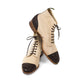 Boot "Canvas Spectator" made of sand colored cotton canvas and dark brown croc-suede - purely handcrafted