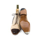 Boot "Canvas Spectator" made of sand colored cotton canvas and dark brown croc-suede - purely handcrafted