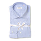 Light Blue Striped Shirt "PinPoint" with Barrel Cuff - handmade